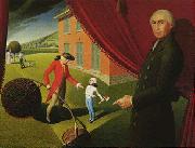 Grant Wood Parson Weem s Fable painting